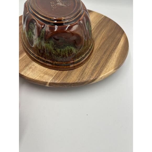 Vintage Haeger Pottery Oval Baking Dish Brown Green Drip Glaze 12" USA Marked - Picture 10 of 13